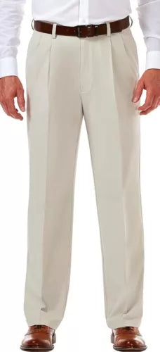Haggar Cool 18 Pro Classic Fit Flat Front Comfort Stretch Gray Pants Size 38x30