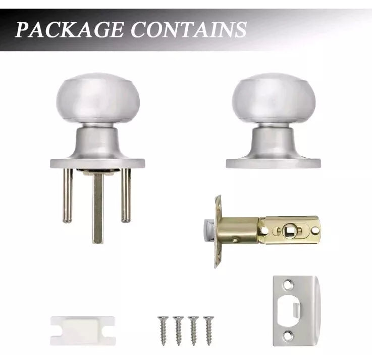 Brushed Nickel Door Knob, 5 Pack Round Keyless Doorknobs Interior/Exterior Lo...