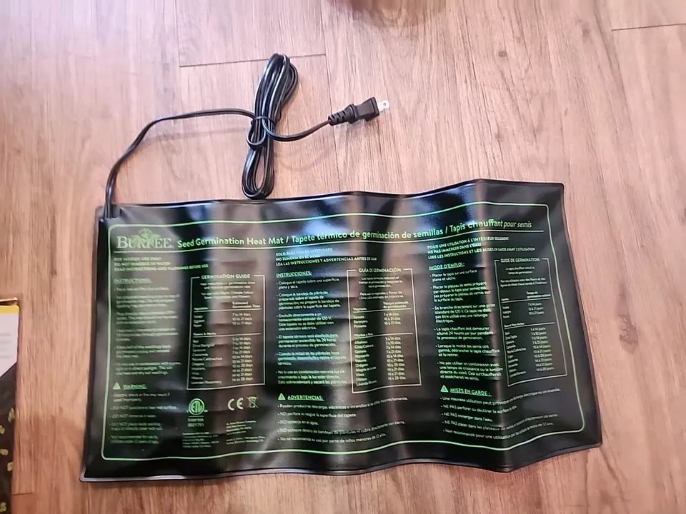 Burpee Seed Starting Heat Mat 20" x 10" Fits All Standard Trays Plant 17.5 Watts