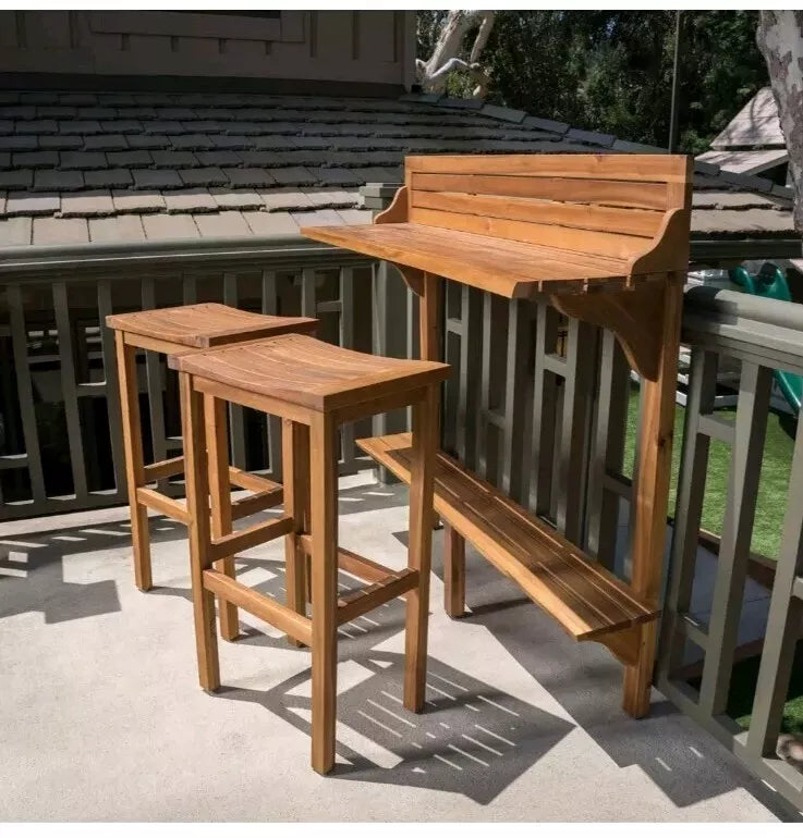 Caribbean 3pc Acacia Wood Patio Bar Set - Natural - Christopher Knight Home