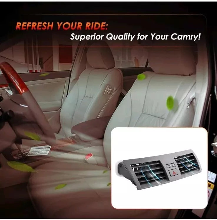 Center A/C Dash Air Vent Trim Cover, Console Outlet Insert Grille Panel with Eme