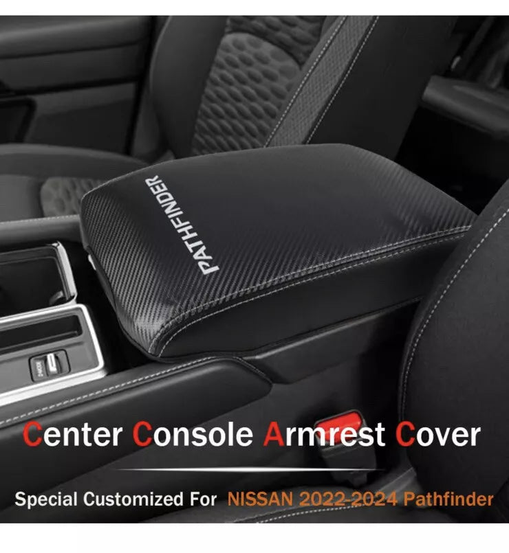 Center Console Cover Box NonScratch Leather Carbon-fiber Nissan Pathfinder 22-24