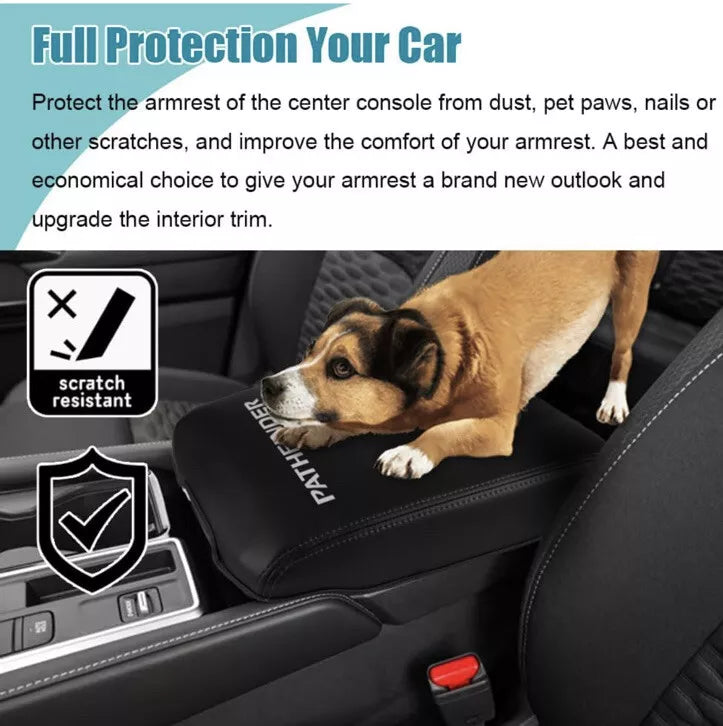 Center Console Cover Box NonScratch Leather Carbon-fiber Nissan Pathfinder 22-24