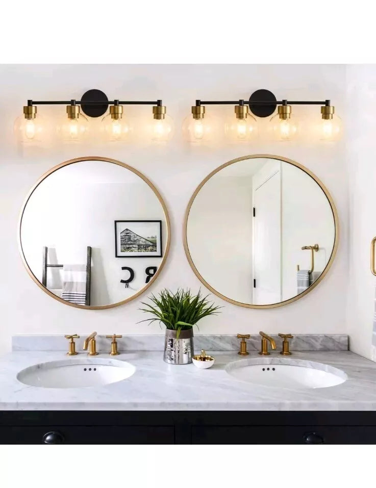 Black And Gold Bathroom Light Fixtures 4 Lights Bathroom Vanity Light Black Roun