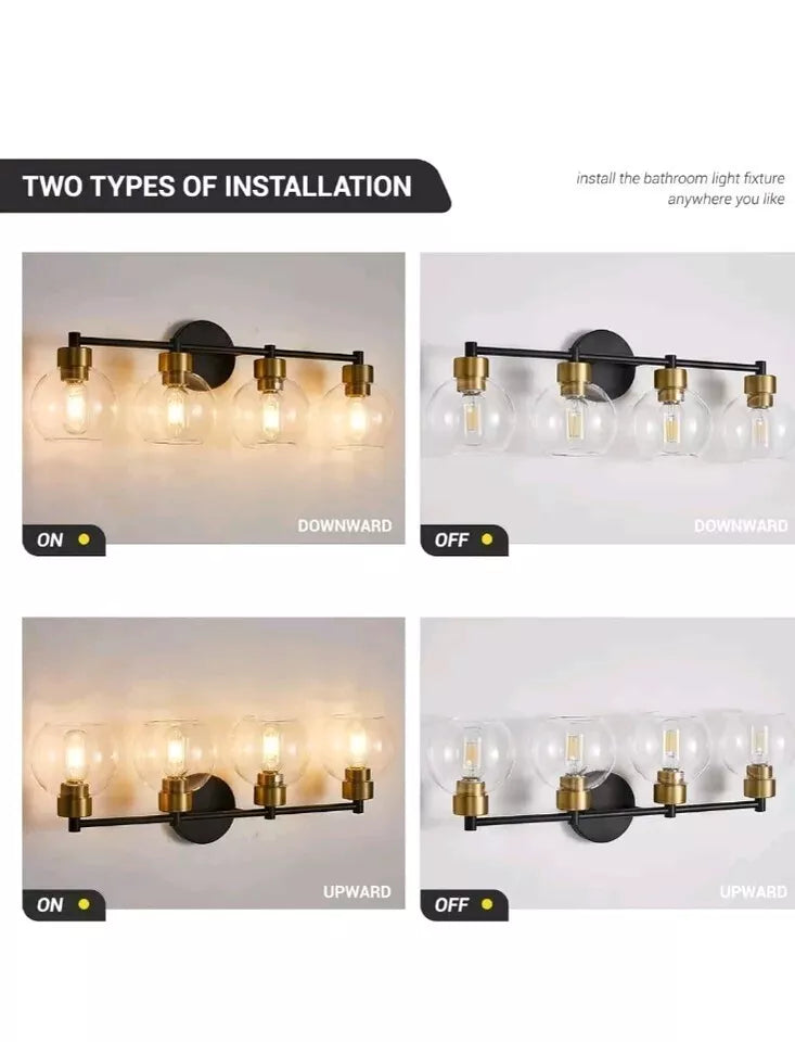 Black And Gold Bathroom Light Fixtures 4 Lights Bathroom Vanity Light Black Roun