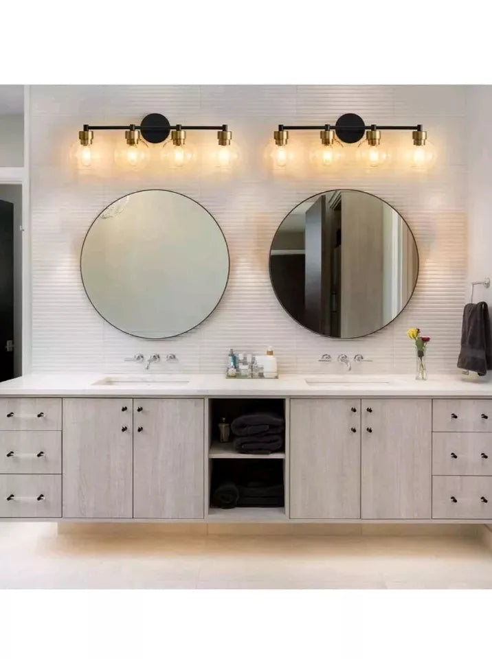 Black And Gold Bathroom Light Fixtures 4 Lights Bathroom Vanity Light Black Roun