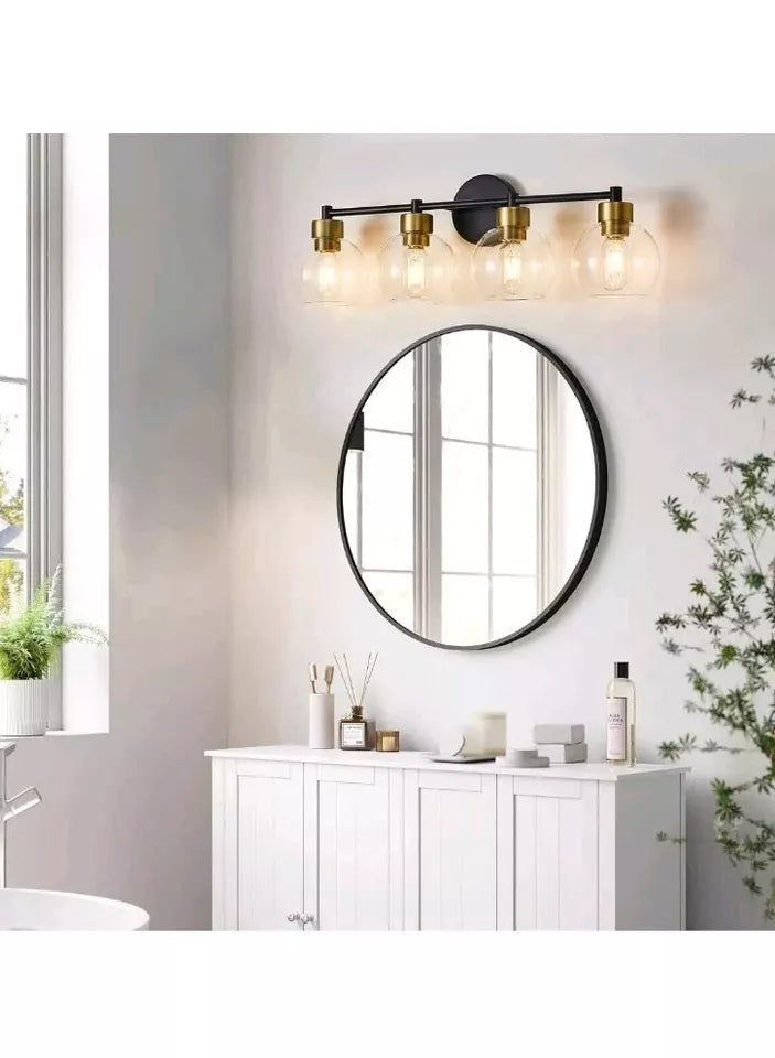Black And Gold Bathroom Light Fixtures 4 Lights Bathroom Vanity Light Black Roun