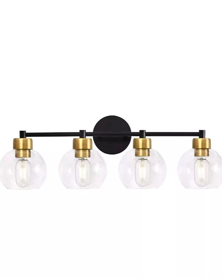 Black And Gold Bathroom Light Fixtures 4 Lights Bathroom Vanity Light Black Roun