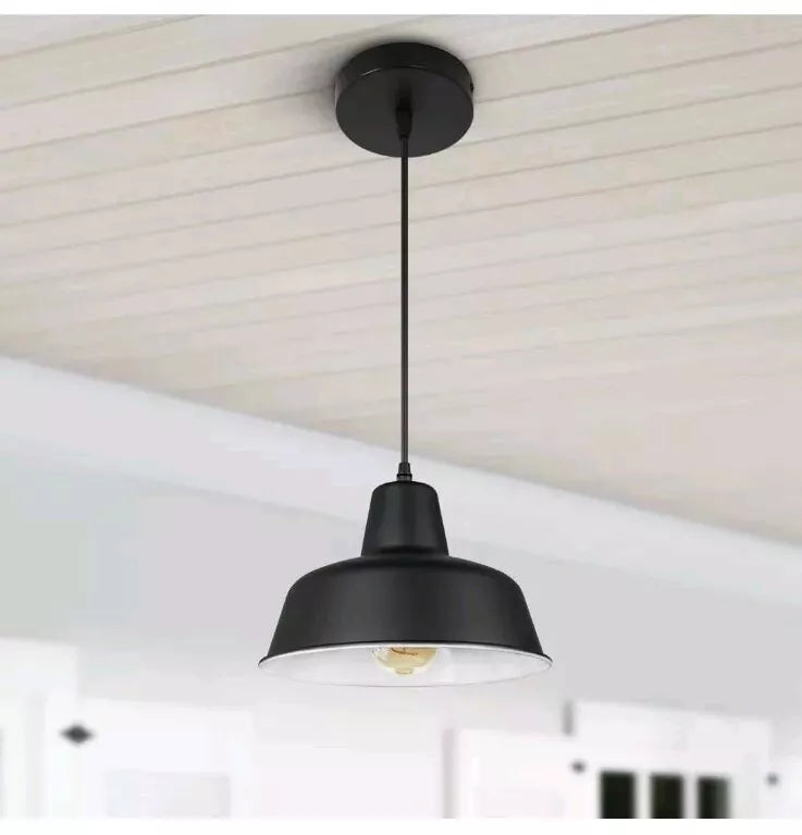 Black Industrial Pendant Lights Vintage Farmhouse Metal Hanging Ceiling Light...