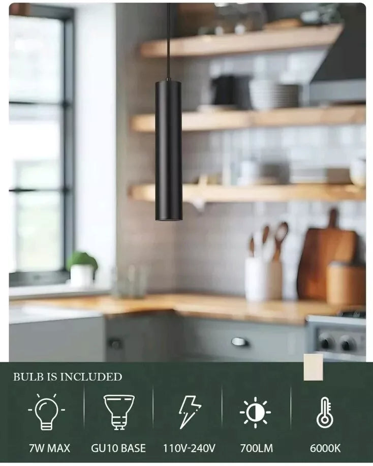 Black Pendant Light, LED Modern Pendant Light Fixture for Kitchen Island, Ind...