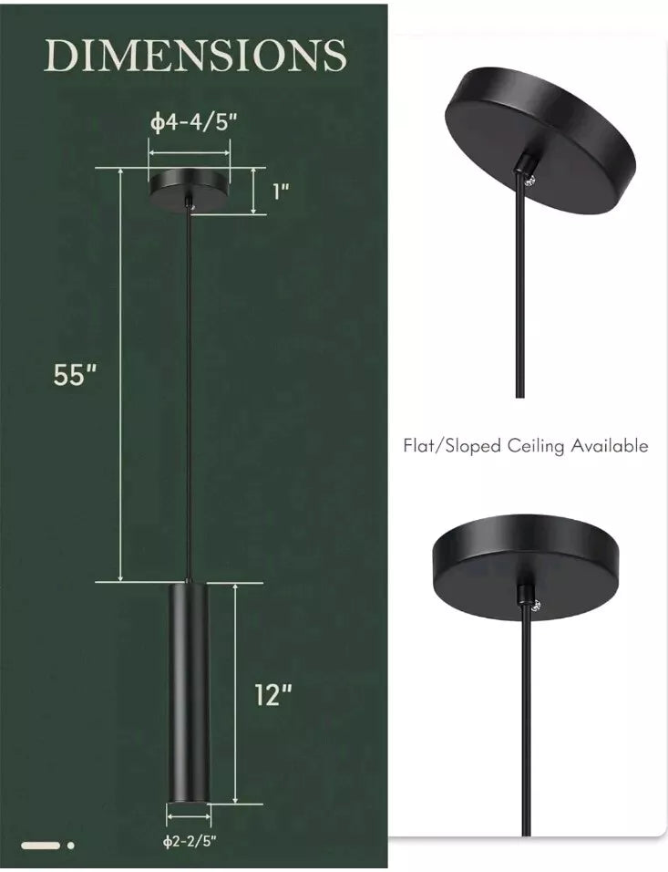 Black Pendant Light, LED Modern Pendant Light Fixture for Kitchen Island, Ind...