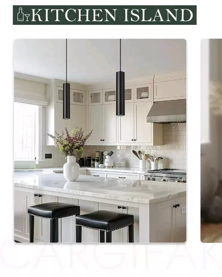 Black Pendant Light, LED Modern Pendant Light Fixture for Kitchen Island, Ind...