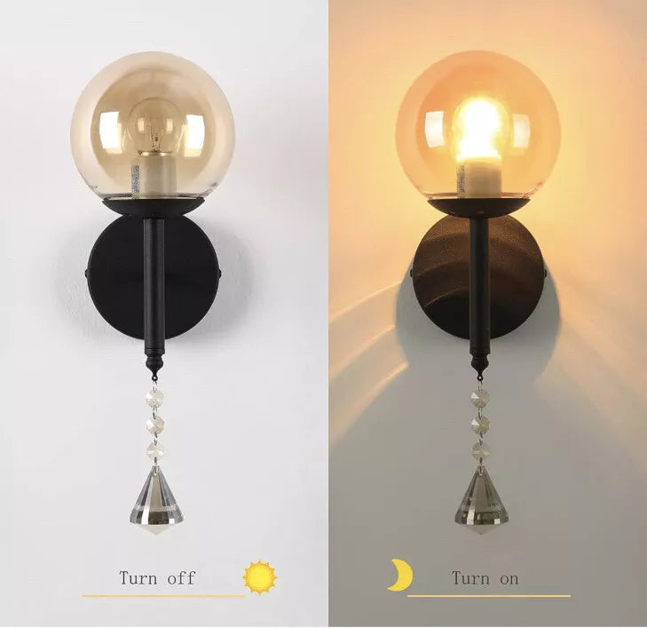 Black Wall Sconce Lighting Mid Century Globe Wall Lamp Bedroom Wall Lights, A...