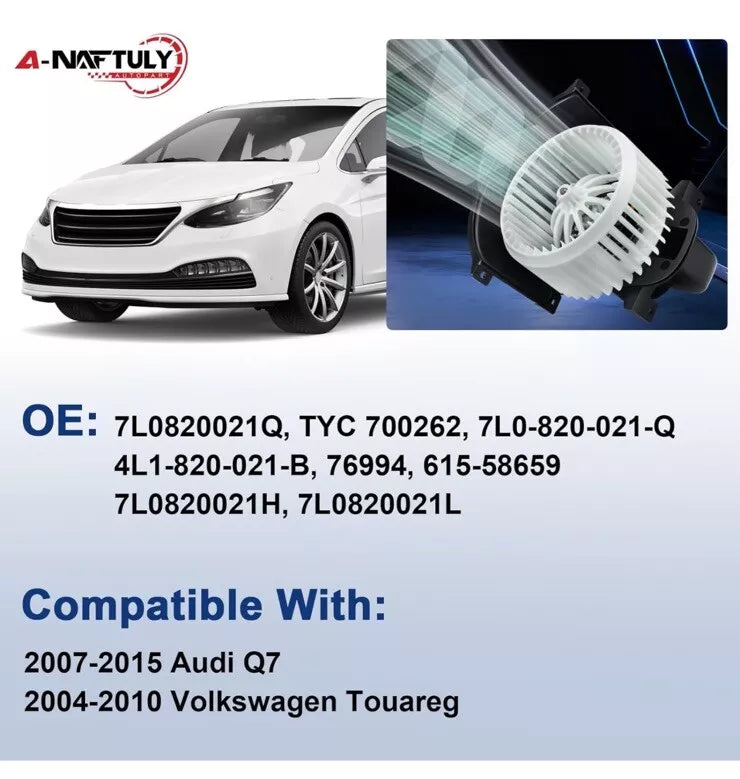 Blower Motor with Fan Compatible with 07-10 for Audi Q7 & 04-10 for Volkswagen T